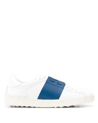 Baskets basses en cuir blanc et bleu Valentino Garavani