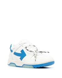 Baskets basses en cuir blanc et bleu Off-White