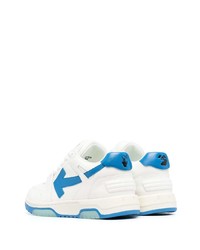 Baskets basses en cuir blanc et bleu Off-White