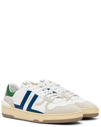 Baskets basses en cuir blanc et bleu Lanvin