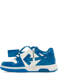 Baskets basses en cuir blanc et bleu Off-White