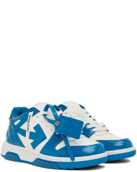 Baskets basses en cuir blanc et bleu Off-White