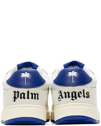 Baskets basses en cuir blanc et bleu Palm Angels