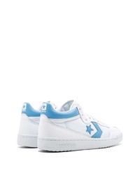 Baskets basses en cuir blanc et bleu Jordan