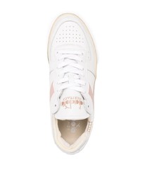 Baskets basses en cuir blanc et rose Diadora