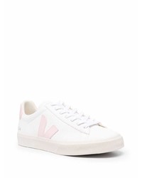 Baskets basses en cuir blanc et rose Veja