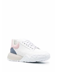 Baskets basses en cuir blanc et rose Alexander McQueen