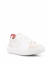 Baskets basses en cuir blanc et rose Buscemi