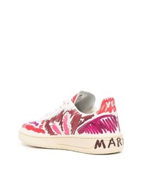 Baskets basses en cuir blanc et rose Marni