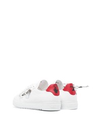 Baskets basses en cuir blanc et rouge Off-White