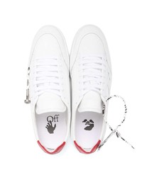 Baskets basses en cuir blanc et rouge Off-White