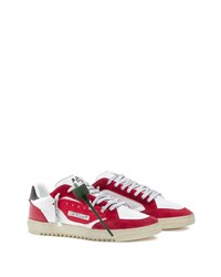 Baskets basses en cuir blanc et rouge Off-White