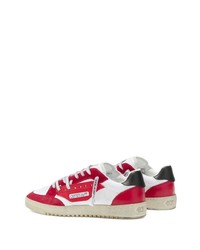 Baskets basses en cuir blanc et rouge Off-White