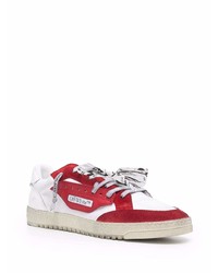 Baskets basses en cuir blanc et rouge Off-White