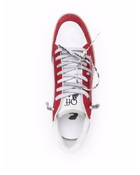 Baskets basses en cuir blanc et rouge Off-White