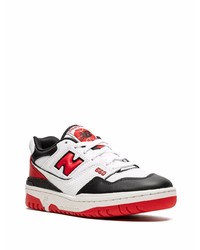 Baskets basses en cuir blanc et rouge New Balance