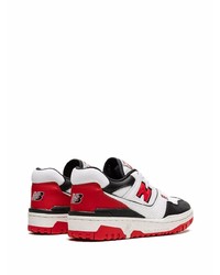 Baskets basses en cuir blanc et rouge New Balance