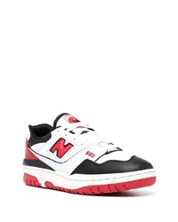 Baskets basses en cuir blanc et rouge New Balance