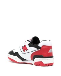 Baskets basses en cuir blanc et rouge New Balance