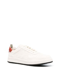 Baskets basses en cuir blanc et rouge Officine Creative