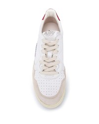 Baskets basses en cuir blanc et rouge AUTRY