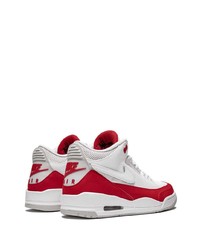 Baskets basses en cuir blanc et rouge Jordan