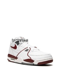 Baskets basses en cuir blanc et rouge Nike