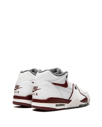 Baskets basses en cuir blanc et rouge Nike