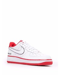 Baskets basses en cuir blanc et rouge Nike