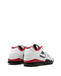 Baskets basses en cuir blanc et rouge Nike