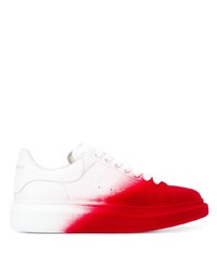 Baskets basses en cuir blanc et rouge Alexander McQueen
