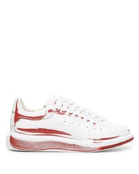 Baskets basses en cuir blanc et rouge Alexander McQueen