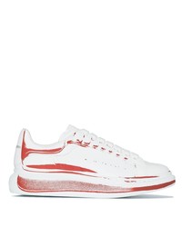 Baskets basses en cuir blanc et rouge Alexander McQueen