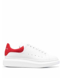 Baskets basses en cuir blanc et rouge Alexander McQueen