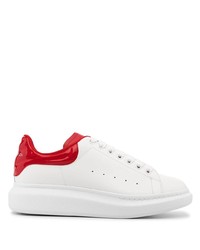 Baskets basses en cuir blanc et rouge Alexander McQueen