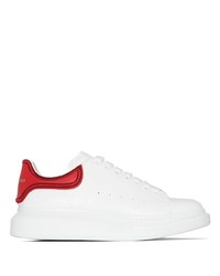 Baskets basses en cuir blanc et rouge Alexander McQueen