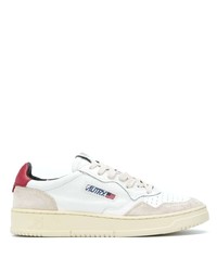 Baskets basses en cuir blanc et rouge AUTRY