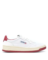 Baskets basses en cuir blanc et rouge AUTRY