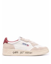 Baskets basses en cuir blanc et rouge AUTRY