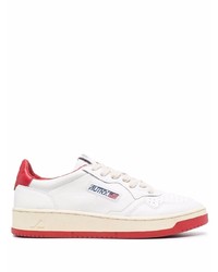 Baskets basses en cuir blanc et rouge AUTRY