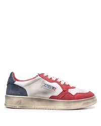 Baskets basses en cuir blanc et rouge AUTRY