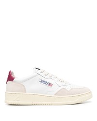 Baskets basses en cuir blanc et rouge AUTRY