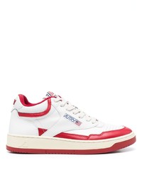 Baskets basses en cuir blanc et rouge AUTRY