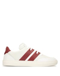 Baskets basses en cuir blanc et rouge Bally