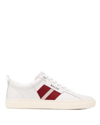 Baskets basses en cuir blanc et rouge Bally