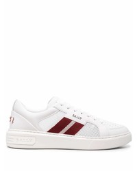 Baskets basses en cuir blanc et rouge Bally