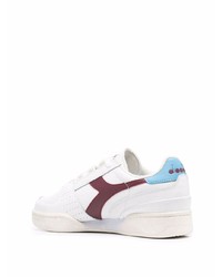 Baskets basses en cuir blanc et rouge Diadora