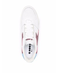 Baskets basses en cuir blanc et rouge Diadora