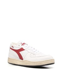 Baskets basses en cuir blanc et rouge Diadora