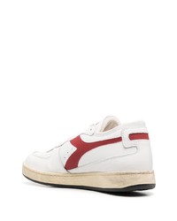 Baskets basses en cuir blanc et rouge Diadora